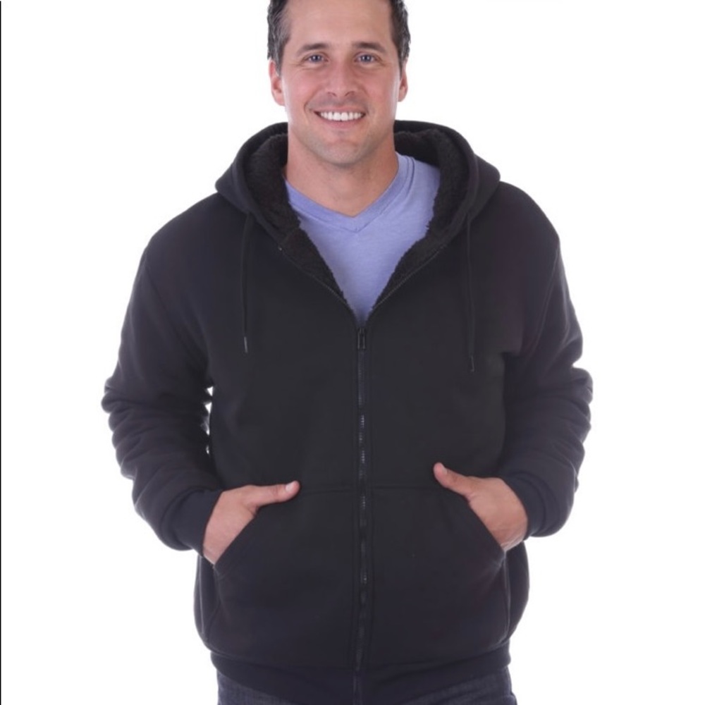 Maxxsel Black Sherpa Lined Zipper Hoodie Large
